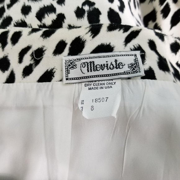 Mevisto Vintage 80's Blk & Wht leopard Print Skirt - Picture 7 of 7
